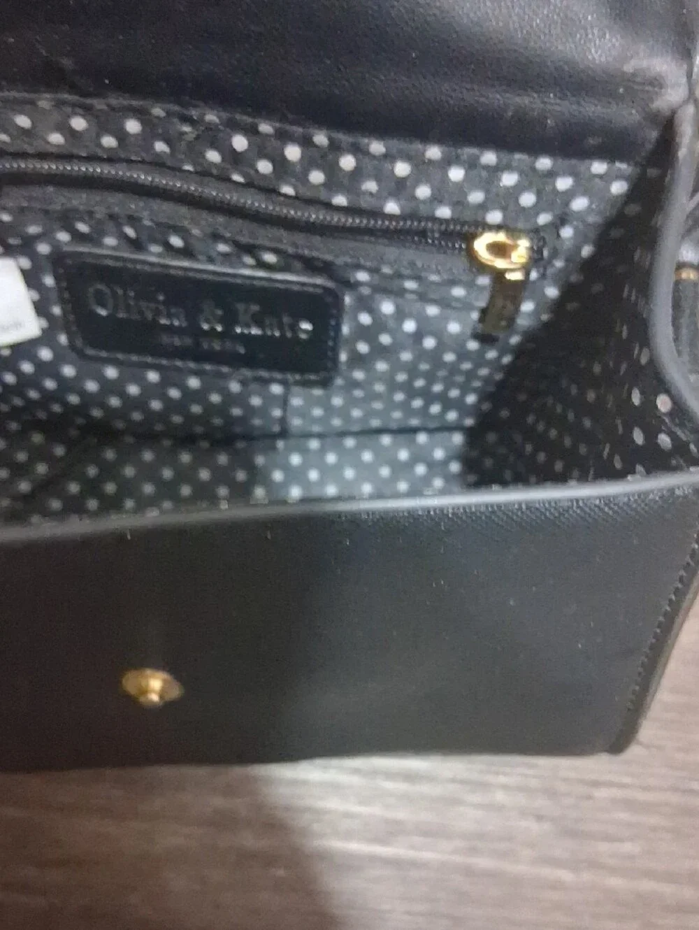Olivia & Kate Black Crossbody Bag with Gold Heart Accent